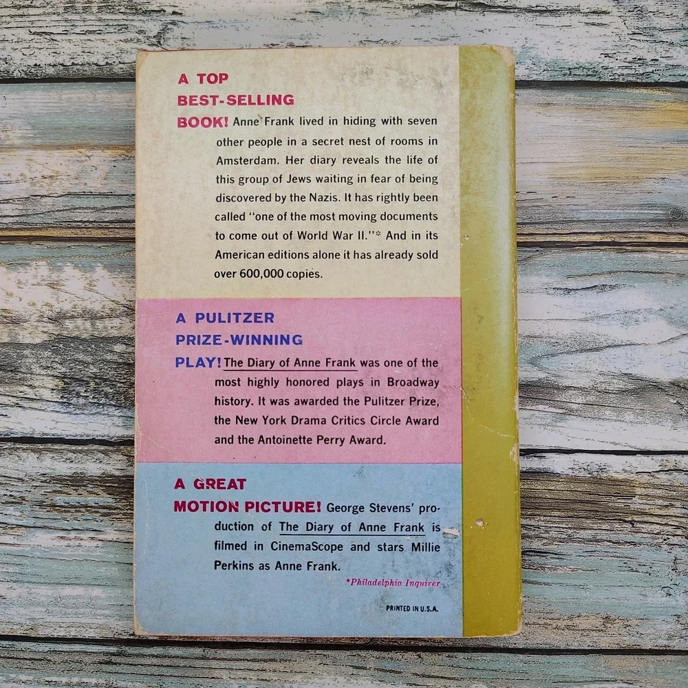 Anne Frank Diary‎ of a Young Girl Scholastic 50039 Vtg 1968 PB Movie Edition